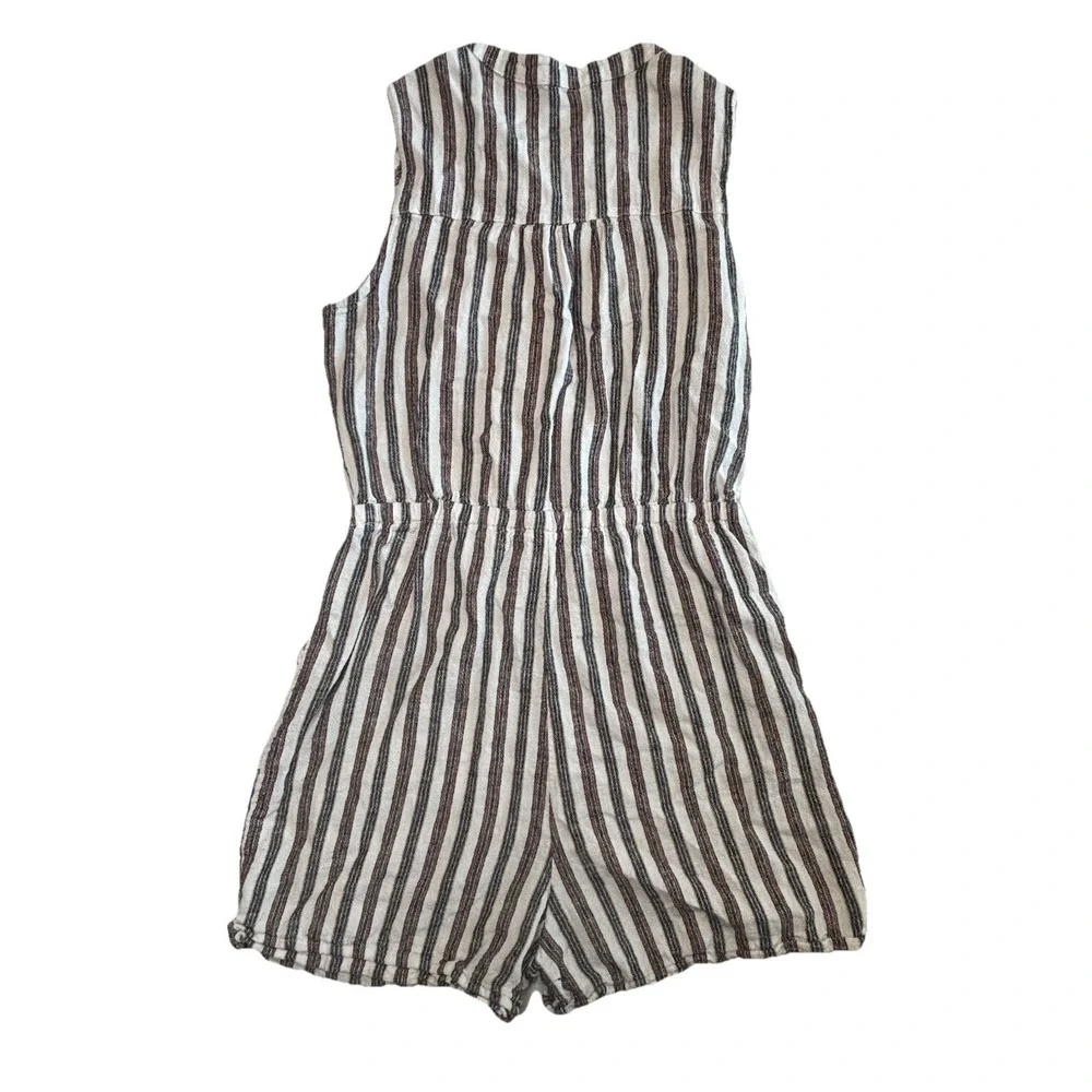 Kelly Renee Linen Blend Striped Romper Womens Small Sleeveless Tie Nautical - Picture 5 of 8